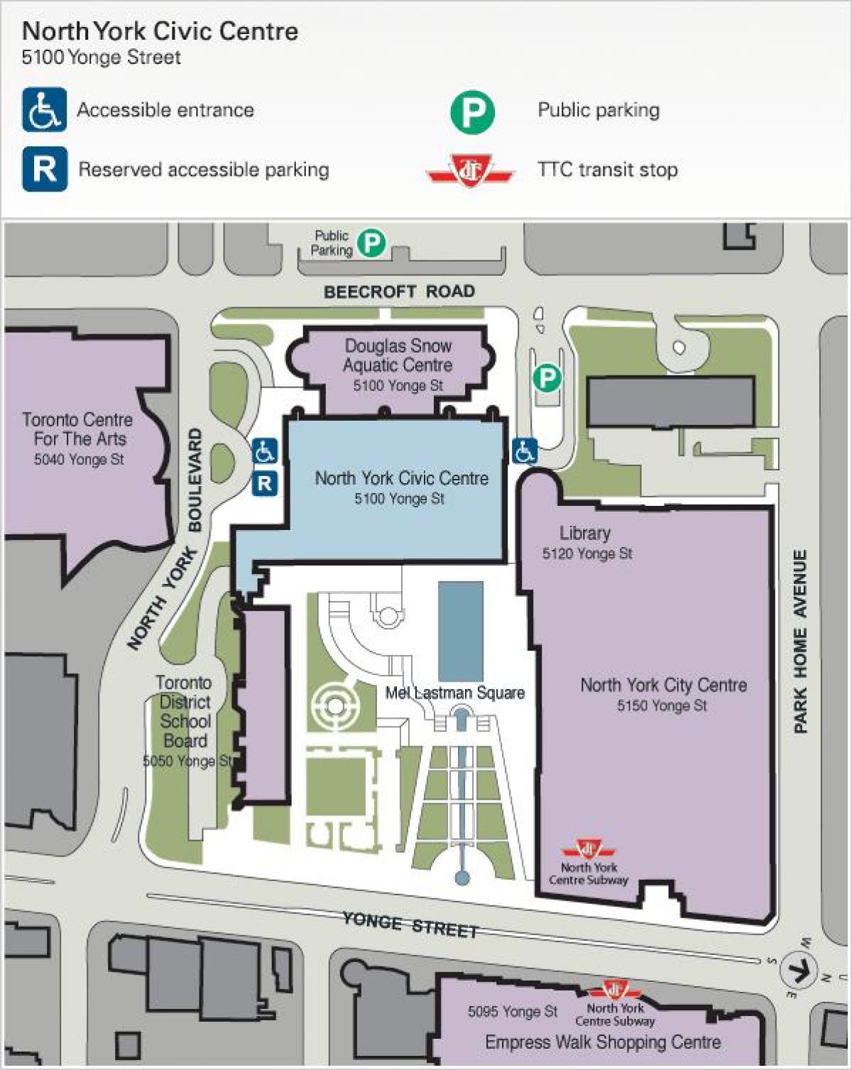 خريطة تورونتو مركز الفنون وقوف السيارات