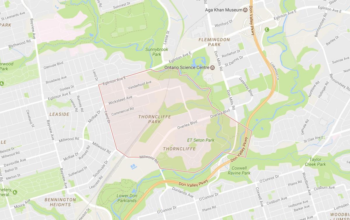 خريطة ثورنكليف بارك الجوار تورونتو