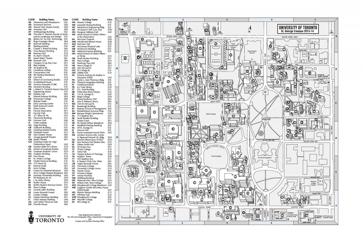 خريطة من جامعة تورنتو St Georges الحرم الجامعي