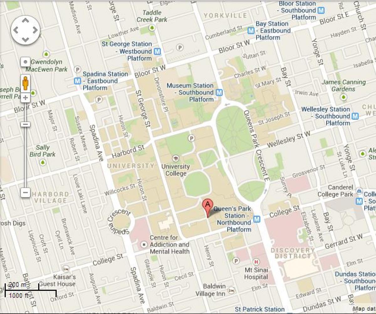 خريطة من جامعة تورنتو سانت جورج