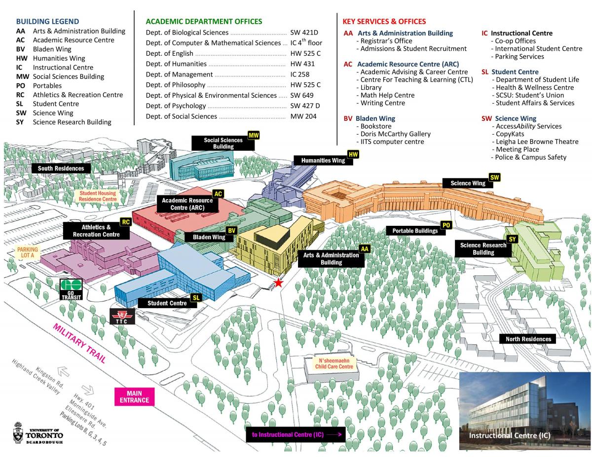 خريطة من جامعة تورنتو سكاربورو الحرم الجامعي