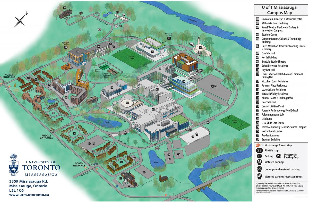 خريطة من جامعة تورونتو ميسيسوجا الحرم الجامعي