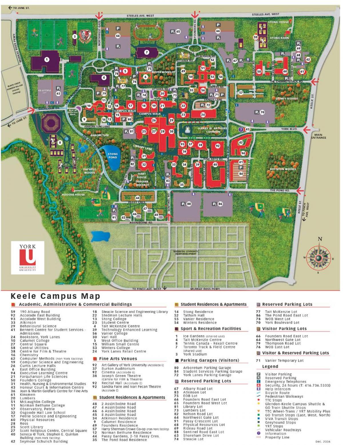 خريطة من جامعة يورك كيل الحرم الجامعي