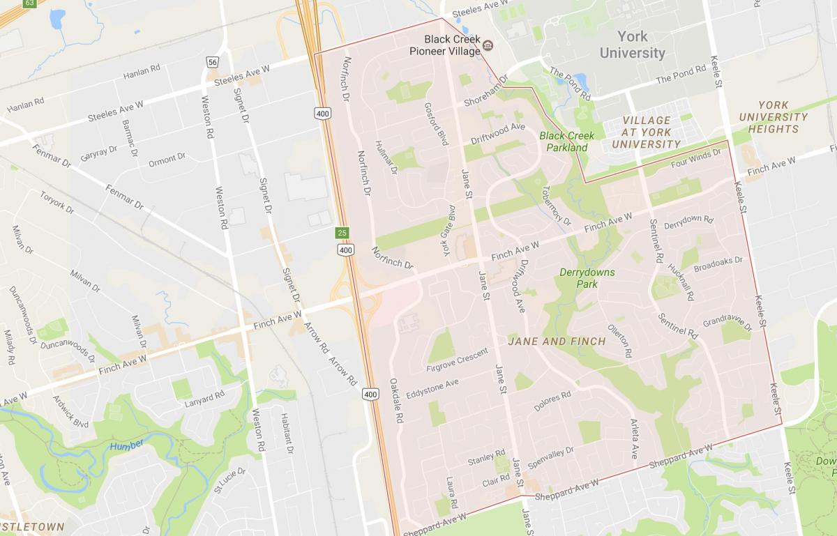 خريطة جين و فينش حي تورونتو