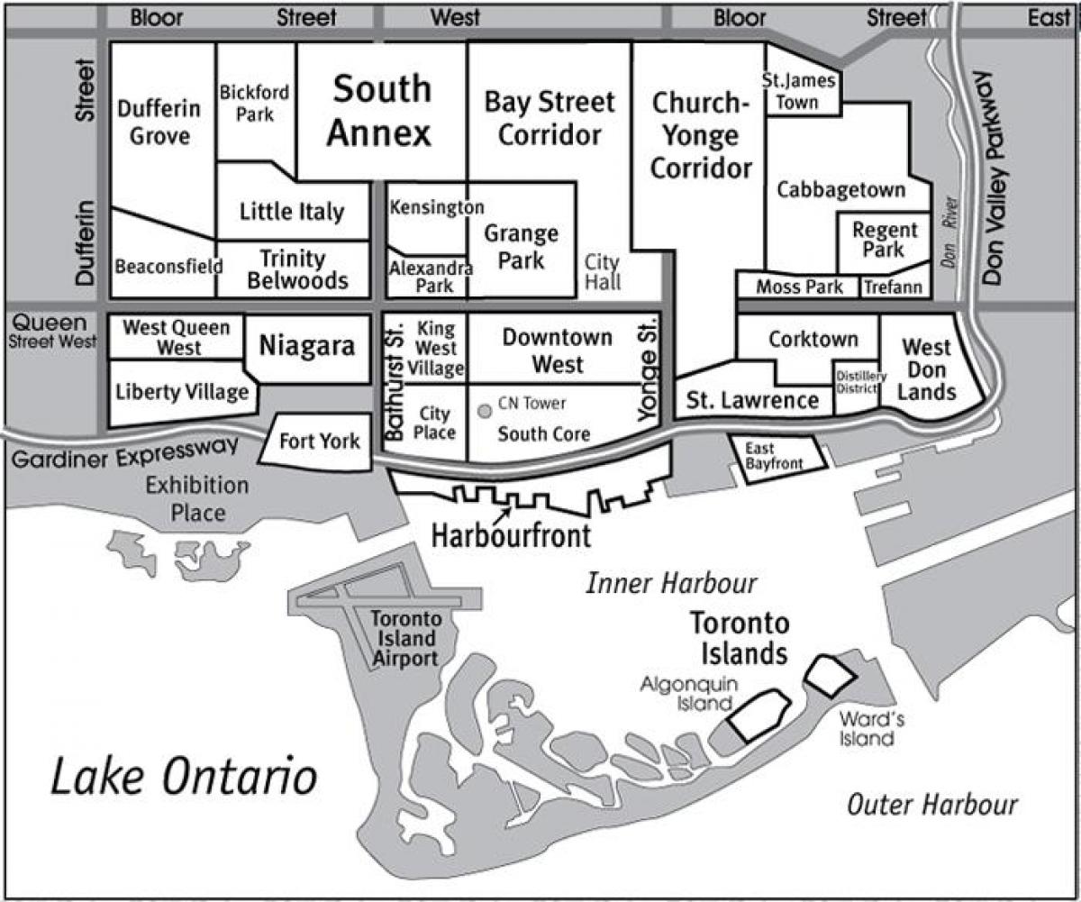 خريطة حي جنوب الأساسية تورونتو