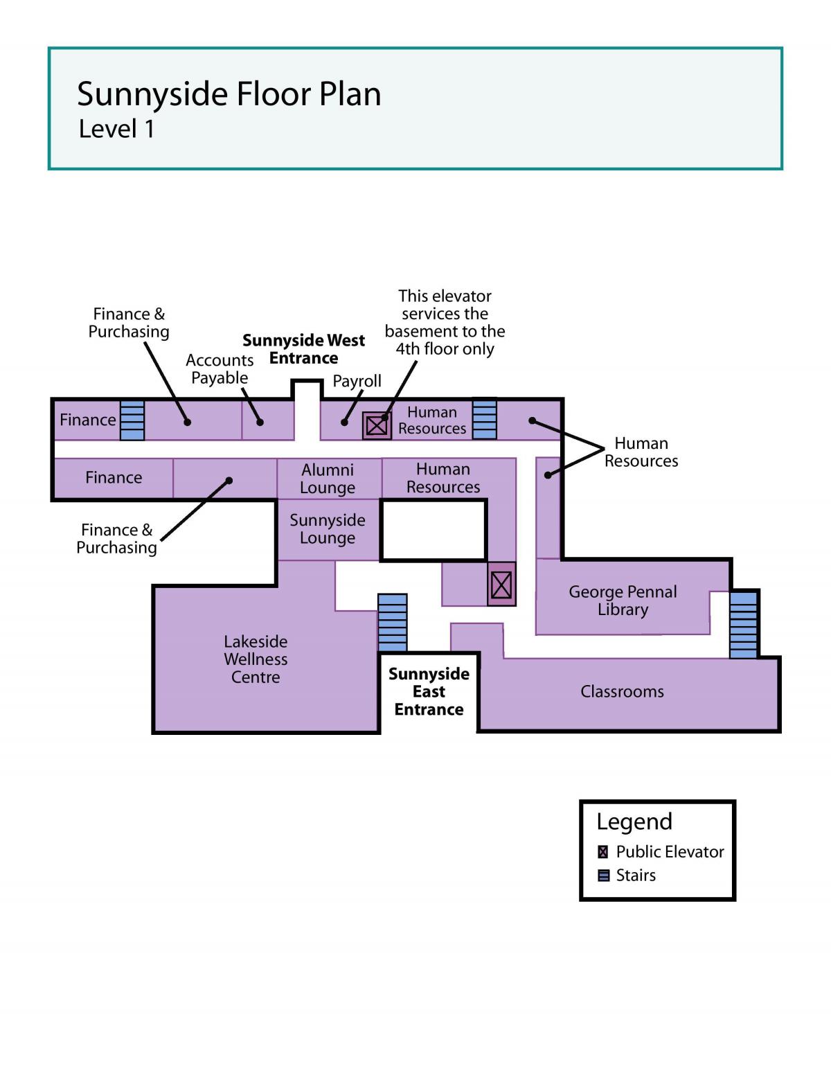 خريطة سانت جوزيف المركز الصحي تورونتو سانيسايد المستوى 1