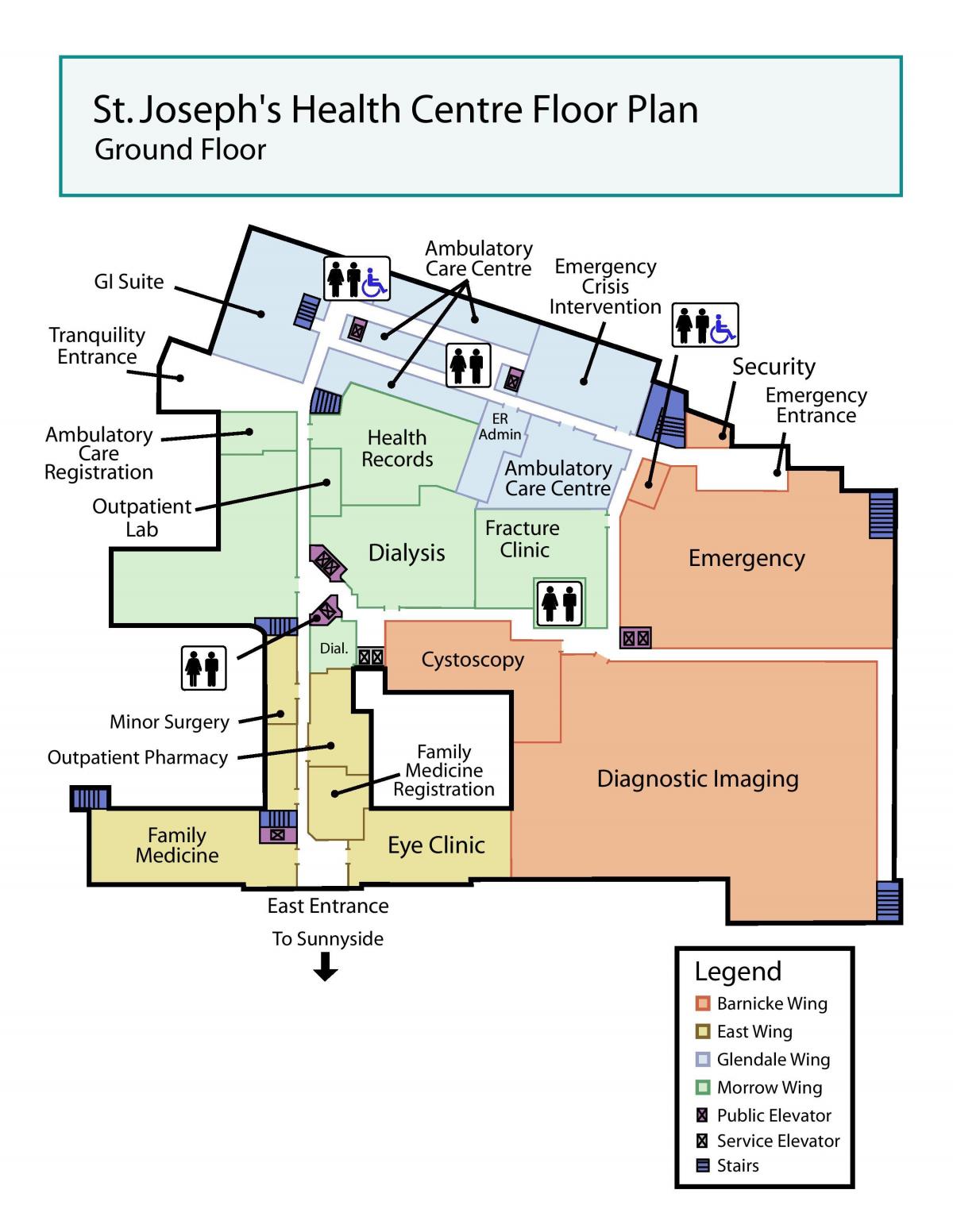 خريطة سانت جوزيف المركز الصحي في الطابق الأرضي