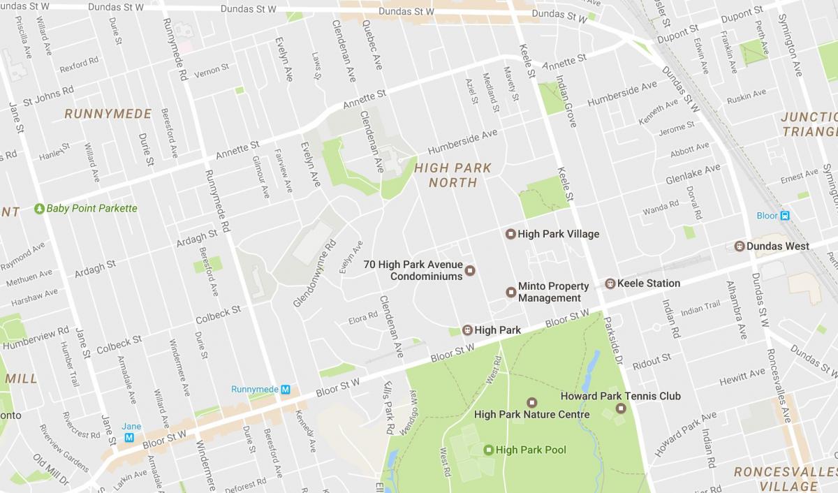 خريطة عالية بارك الجوار تورونتو