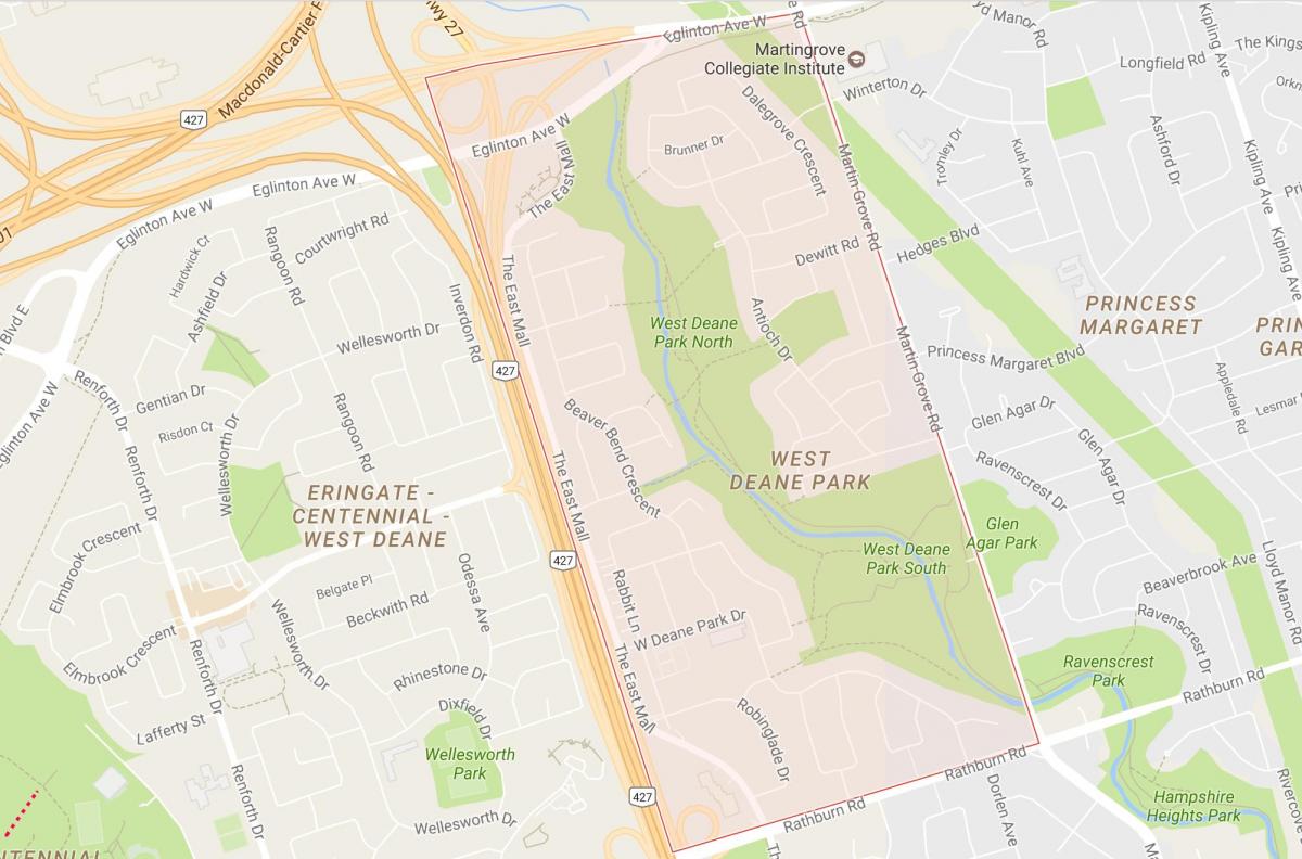 خريطة غرب دين الحديقة المجاورة تورونتو