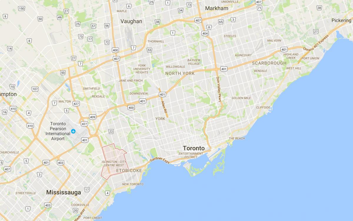 خريطة لندن-المدينة الغربي من وسط مدينة تورونتو