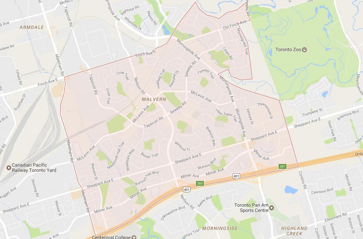 خريطة مالفيرن حي تورونتو