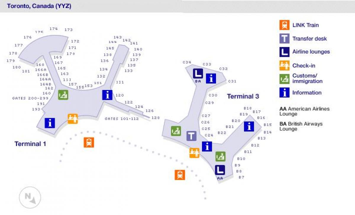 خريطة مطار تورنتو البوابات