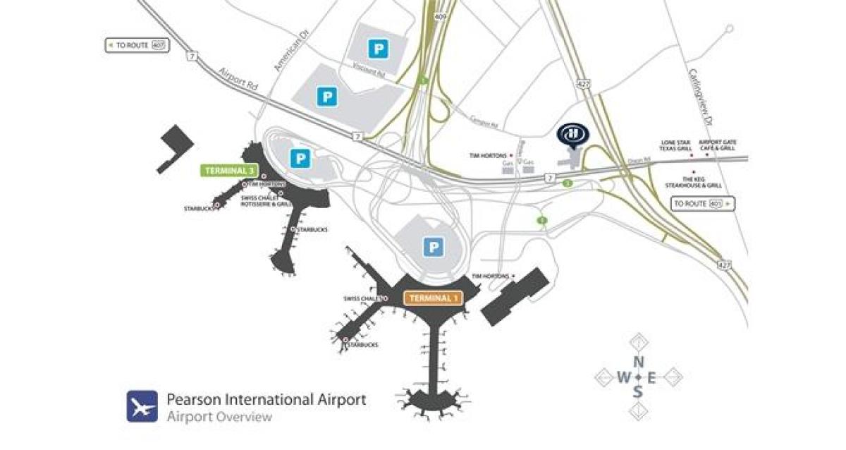 خريطة مطار تورنتو بيرسون نظرة عامة