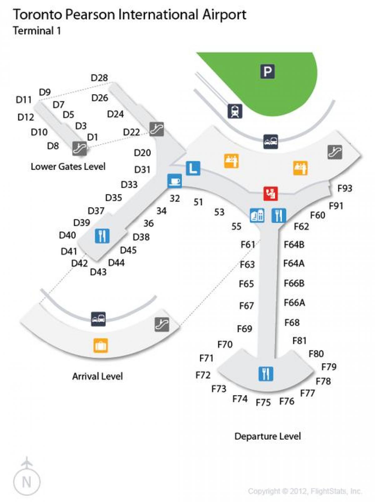 خريطة مطار تورونتو بيرسون الدولي المبنى رقم 1
