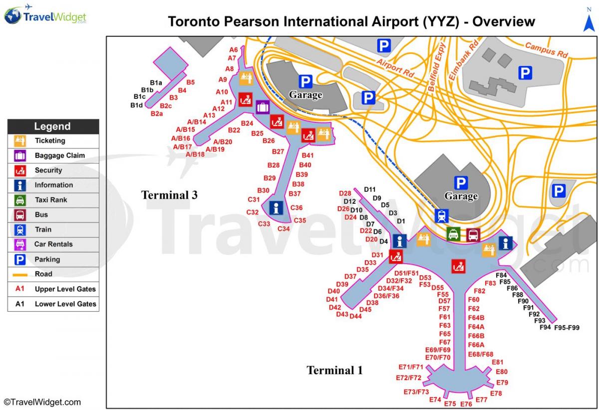 خريطة مطار تورونتو بيرسون الدولي
