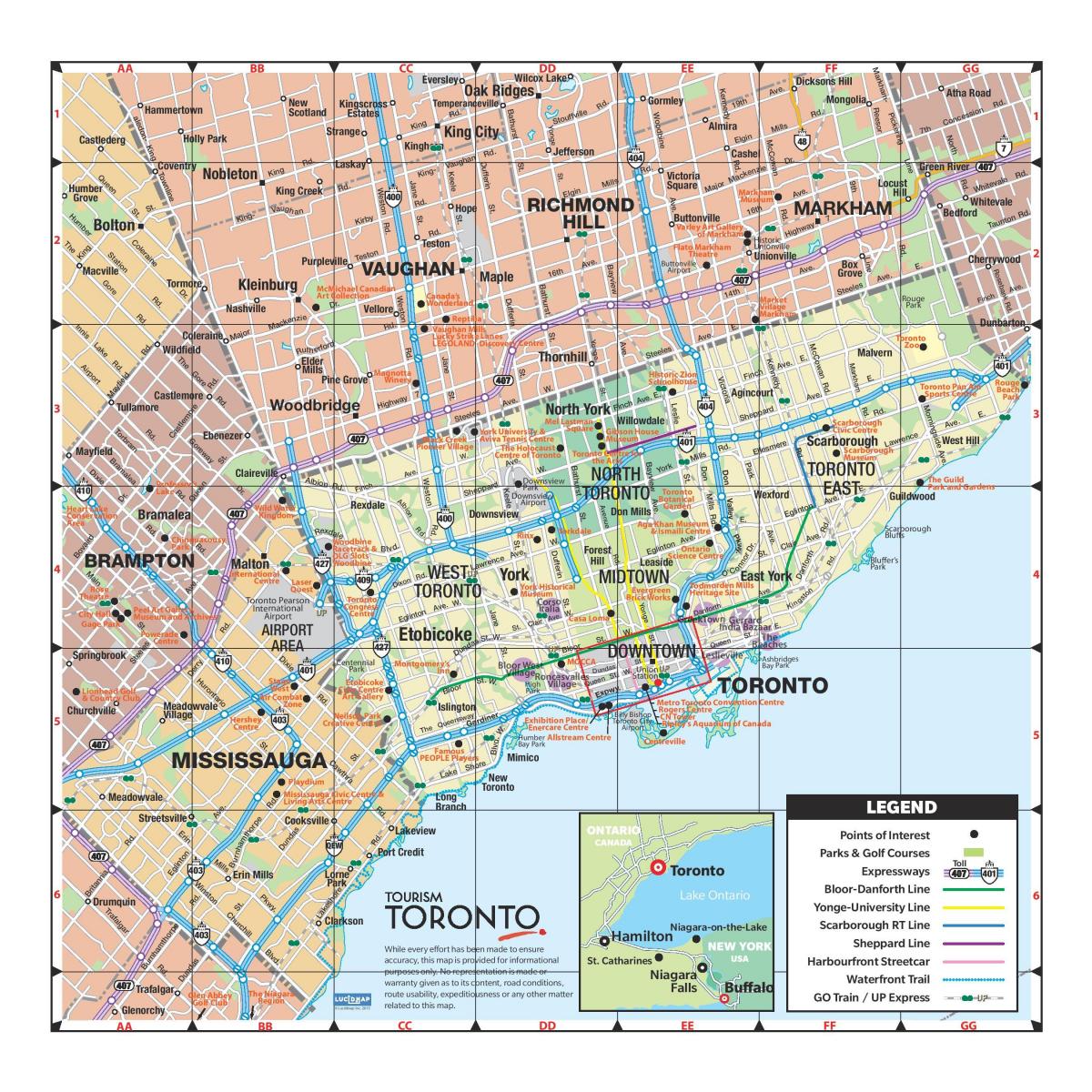 خريطة منطقة تورنتو الكبرى