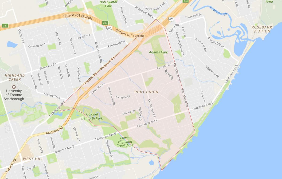 خريطة ميناء الاتحاد الجوار تورونتو