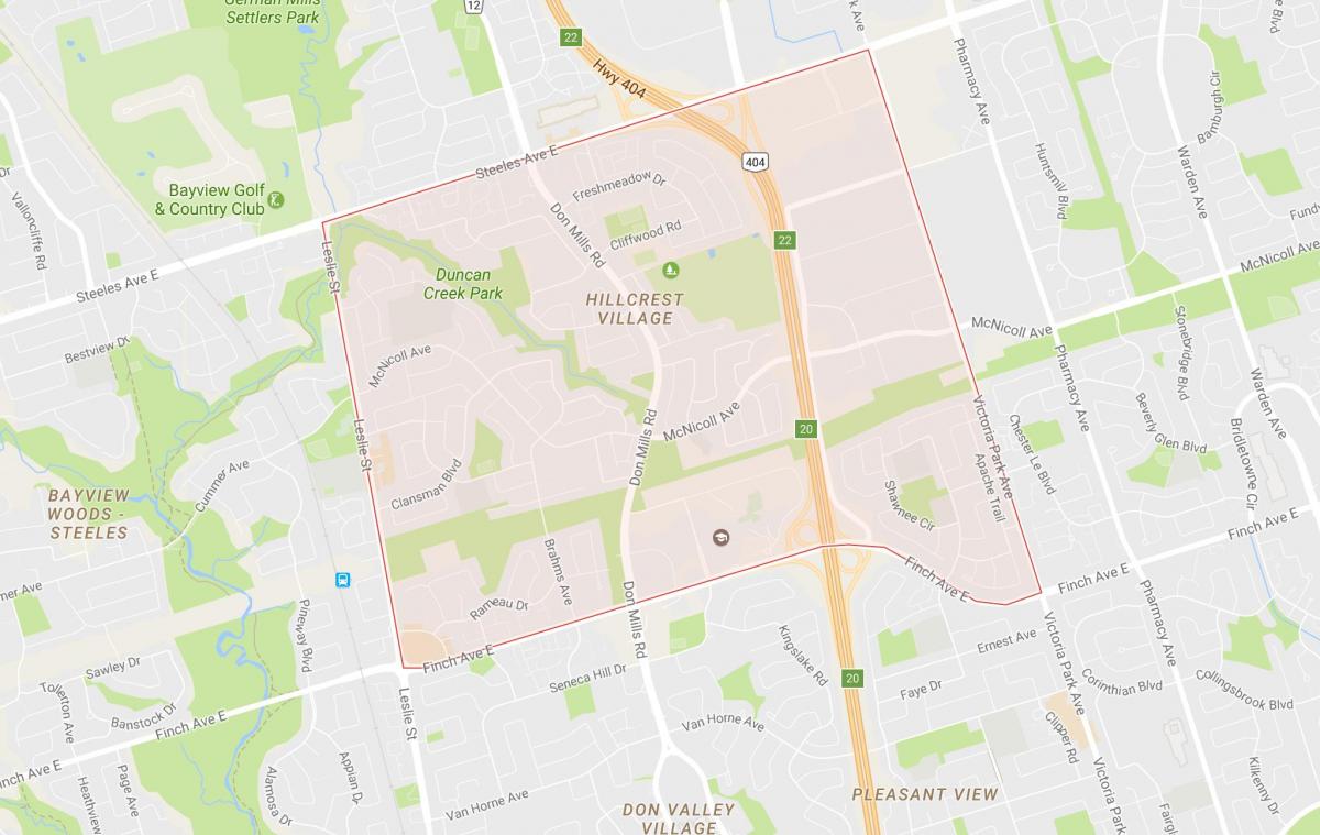 خريطة هيلكرست القرية المجاورة تورونتو