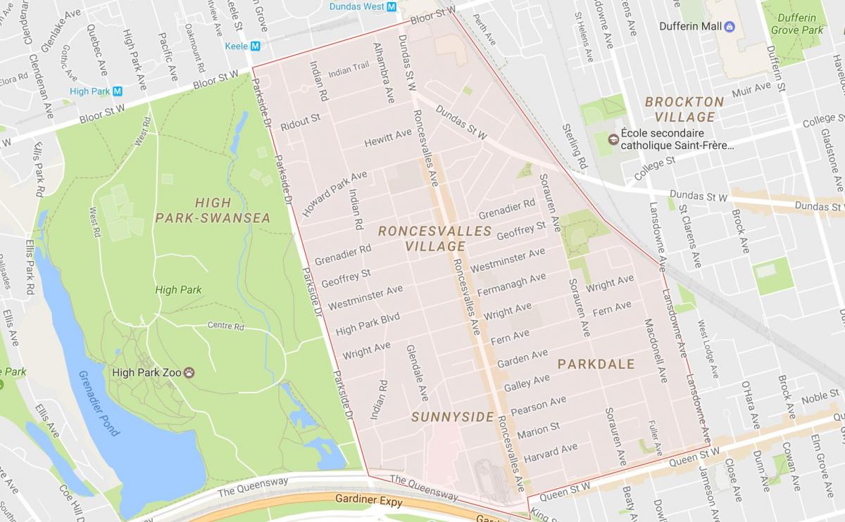 خريطة ورونسيسفالي حي تورونتو