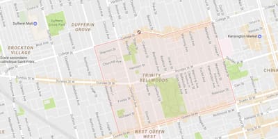 خريطة الثالوث Bellwoods حي تورونتو