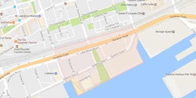 خريطة الشرق Bayfront حي تورونتو