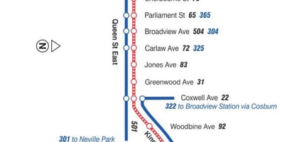 خريطة الترام خط 502 Downtowner