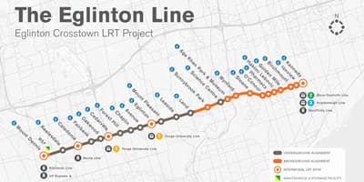 خريطة مترو تورونتو Eglinton الخط المشروع