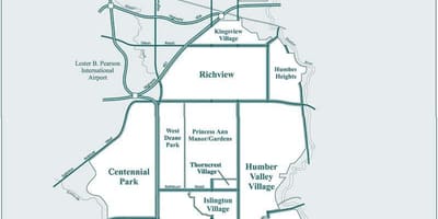 خريطة Etobicoke حي تورونتو
