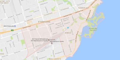 خريطة Mimico حي تورونتو