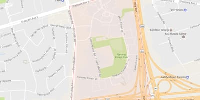 خريطة Parkway الغابات المجاورة تورونتو