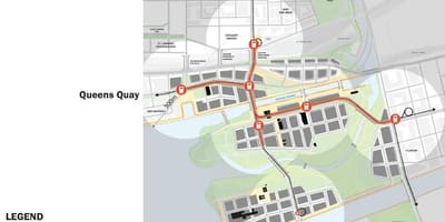 خريطة Projets الشرقية الواجهة البحرية الشرقية Bayfront تورونتو