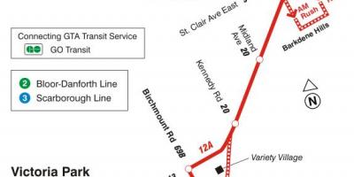 خريطة TTC 12 كينغستون Rd مسار الحافلة تورونتو