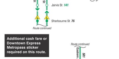 خريطة TTC 143 Downtown / شاطئ التعبير عن مسار الحافلة تورونتو