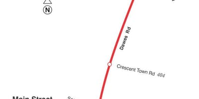 خريطة TTC 23 دوز مسار الحافلة تورونتو