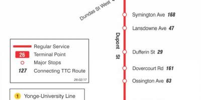 خريطة TTC 26 دوبونت مسار الحافلة تورونتو