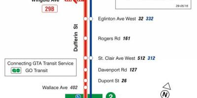 خريطة TTC 29 Dufferin مسار الحافلة تورونتو