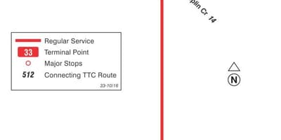 خريطة TTC 33 فورست هيل مسار الحافلة تورونتو