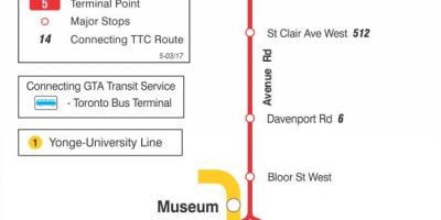 خريطة TTC 5 شارع Rd مسار الحافلة تورونتو