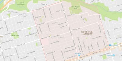 خريطة Woodbine مرتفعات حي تورونتو
