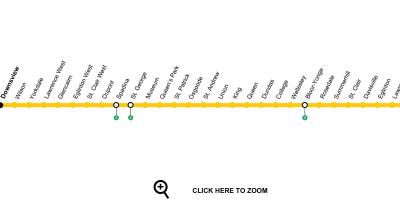 خريطة تورونتو خط المترو 1 يونغ-جامعة