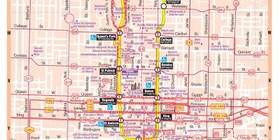 خريطة محطة مترو في وسط مدينة تورونتو ، 